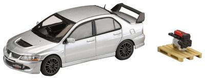 HJ64 1/64 Mitsubishi Lancer Evolution 8 MR GSR с моделью двигателя, Cool Silver Metallic, Готовая модель