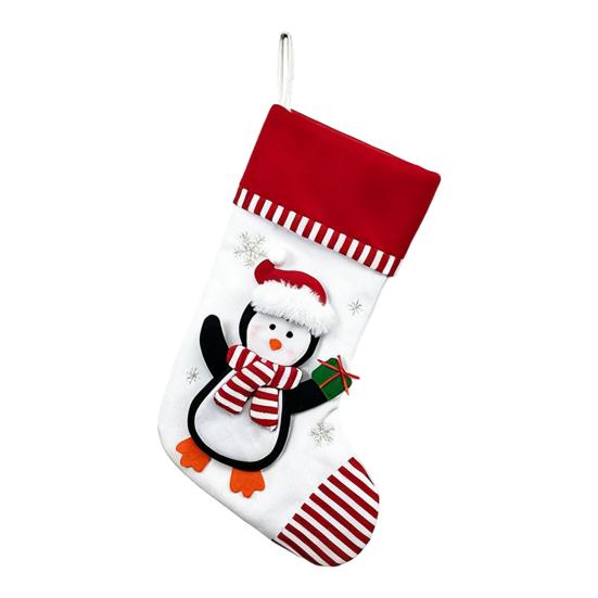 3D Christmas Stocking Santa Snowman Reindeer Cat Dog Pattern Traditional Holiday Hanging Stocking Fireplace Decor