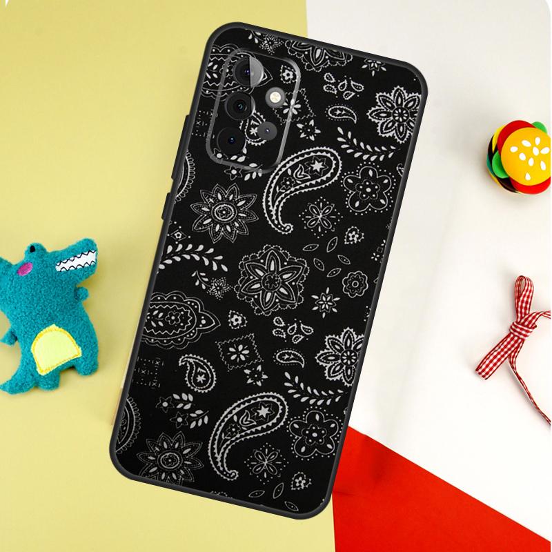 Черная Бандана Пейсли Для Samsung Galaxy A05 A06 A16 A54 A34 A14 A55 A35 A15 A53 A33 A13 A22 A32 A52 Чехол Для Телефона