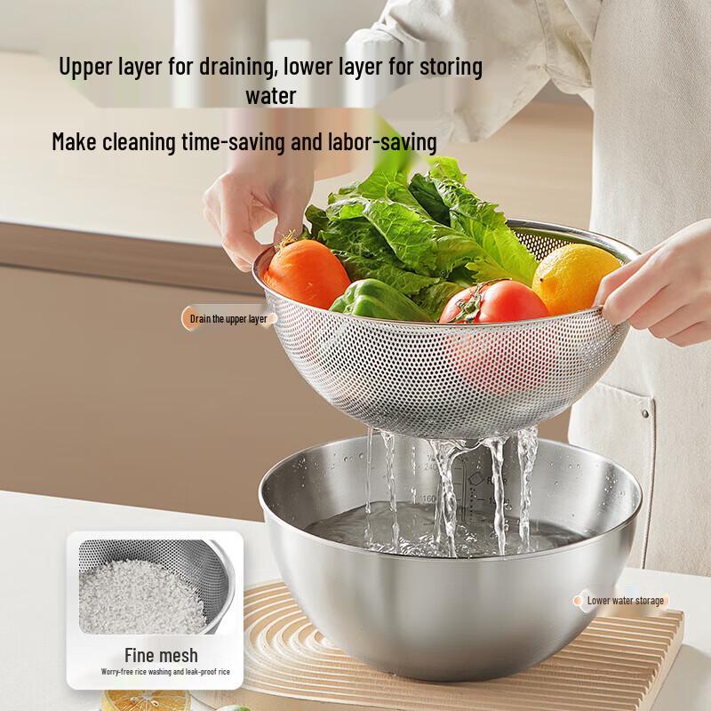 COOKER KING 304 Stainless Steel Basin & Colander Set