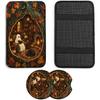 Wildflowers Car Armrest Cover with 2 Coasters | 3-piece 5 mm neoprene set with one 12.6 x 7.5 in console cushion and two 2.75 in matching cup holder