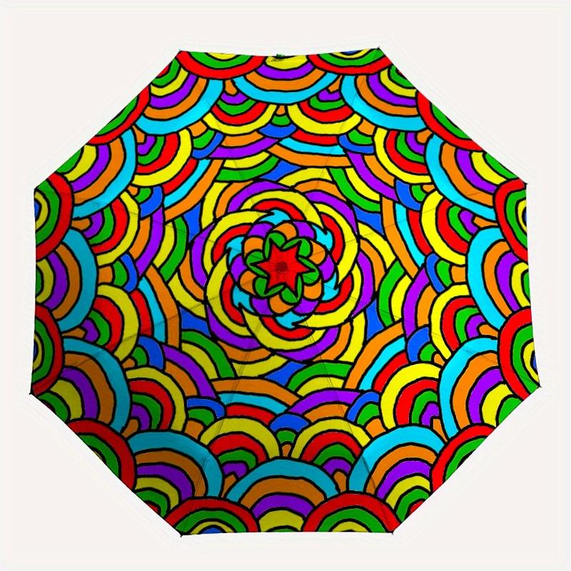 1pc Rainbow Waves Folding Umbrella , 8 Ribs Casual Durable Lightweight Portable Travelling Umbrella For Men & Women yy250728066