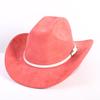 New color western cowboy hat men's and women's versatile wide-brimmed top hat white belt buckle sun hat