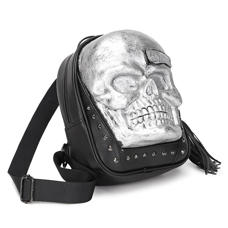 Jierotyx Goth Skull Motorcycle Backpacks for Women Men Vintage Tassel Bookbag Travel Laptop Backpack Daypack for College