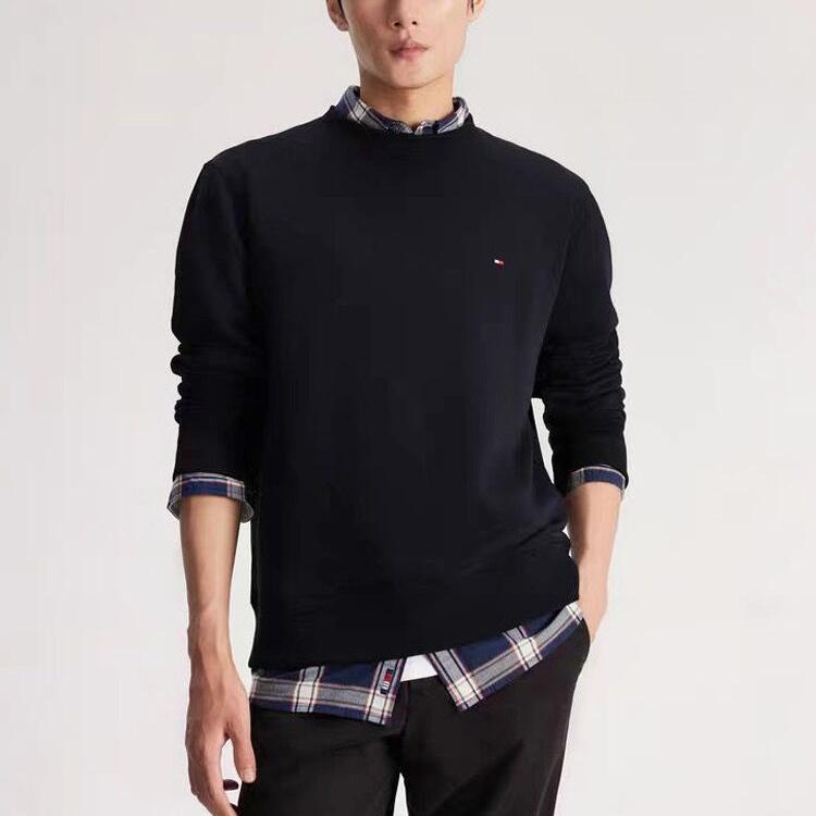 Tommy Hilfiger Классический однотонный пуловер с круглым вырезом и длинными рукавами, мужская толстовка, темно-синий 78E6675-079