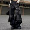 Oversized Patchwork Zwarte Jeans Dames High Street Hiphop Denim Broeken Y2K Harajuku Y2K Gothic Losse Wijde Pijpen Broeken