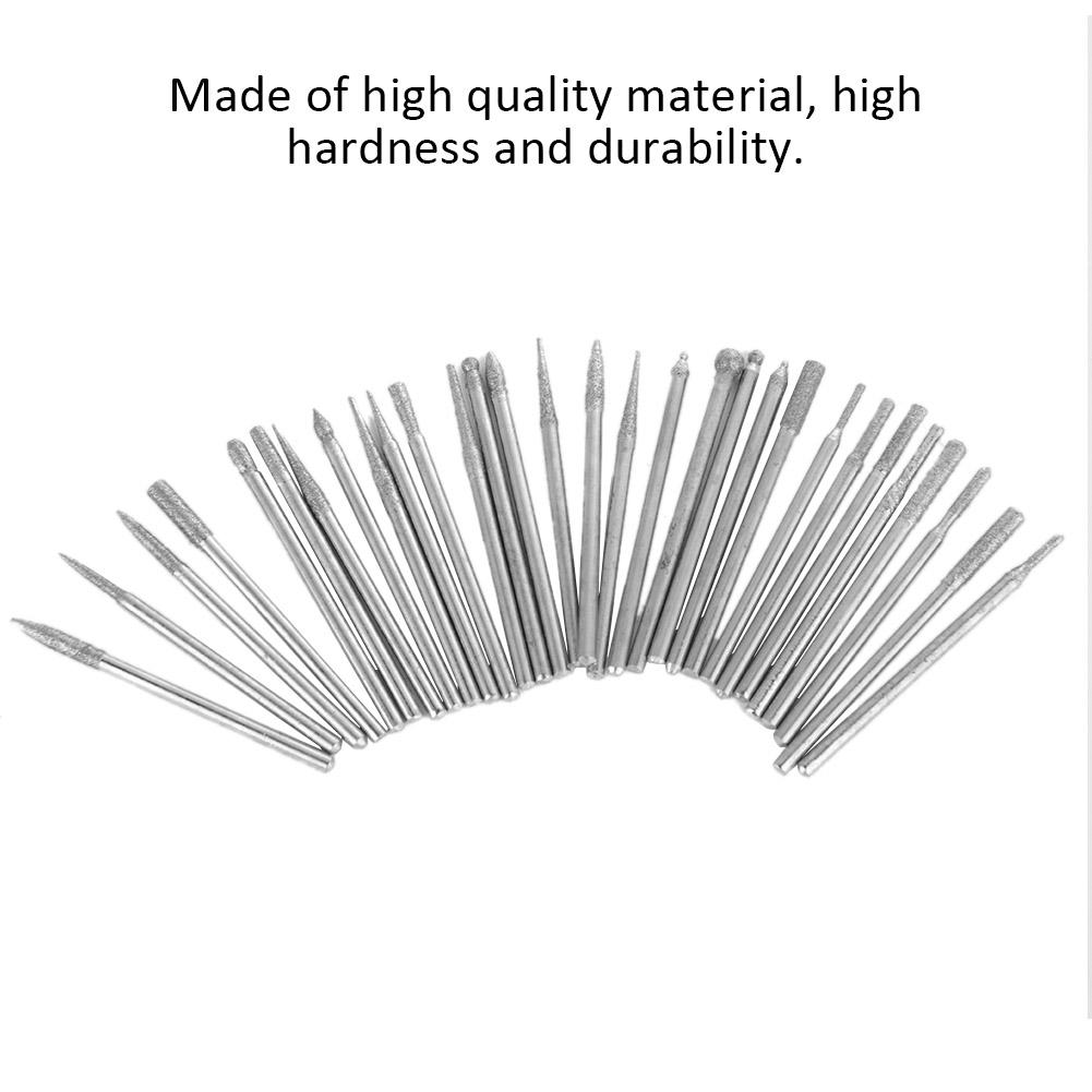 30 шт алмазный хвостовик шлифовальные вращающиеся сверла набор стеклянных нефритовых ювелирных изделий гравировка резьба инструменты