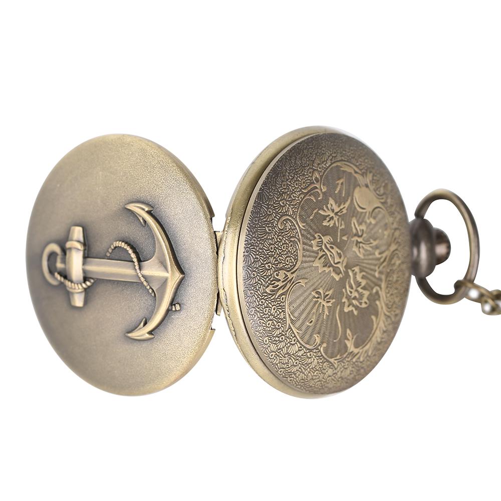 Карманные кварцевые часы с цепочками, винтажный узор с якорем, для мужчин и женщин