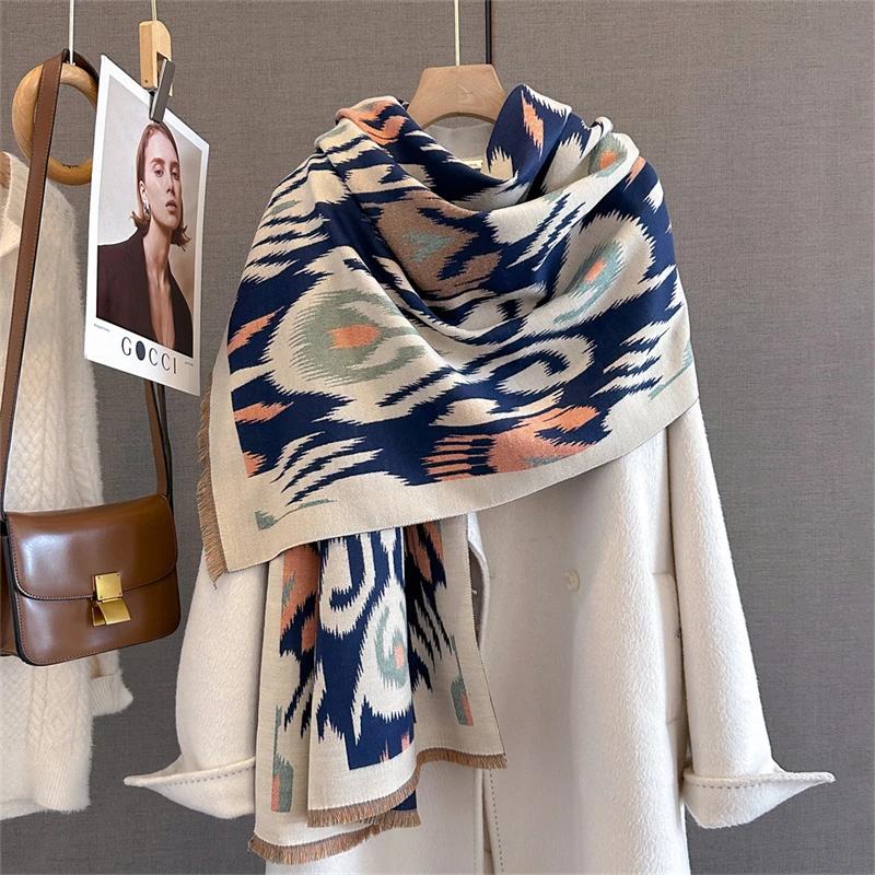 New Winter Scarf For Women Long Warm Cashmere Scarves Hijab Solid Lady Shawl Wrap Female Pashmina Bandana Head Scarfs