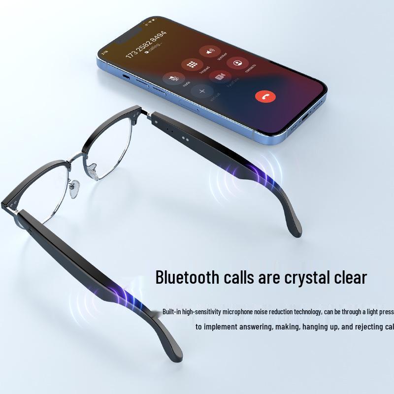 AI Translation GS16 Умные Bluetooth-очки – Металлическая оправа, Легкие, Блокирующие свет, Стиль для путешествий