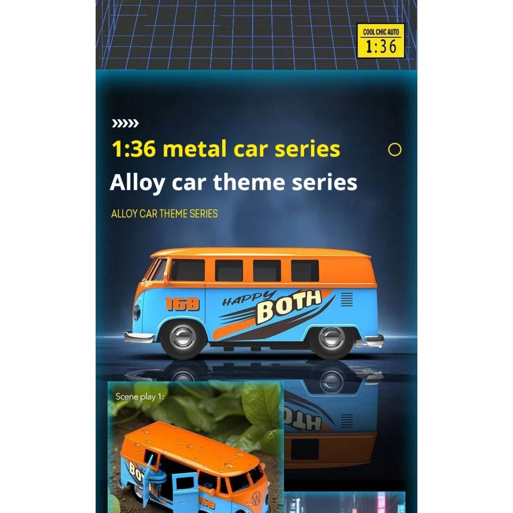 1/36 Симуляция Автобус-Транспортер Gulf Blue Металлическая Литая Модель для Volkswagen T1 Samba Игрушка для Детей Коллекционирование Подарки