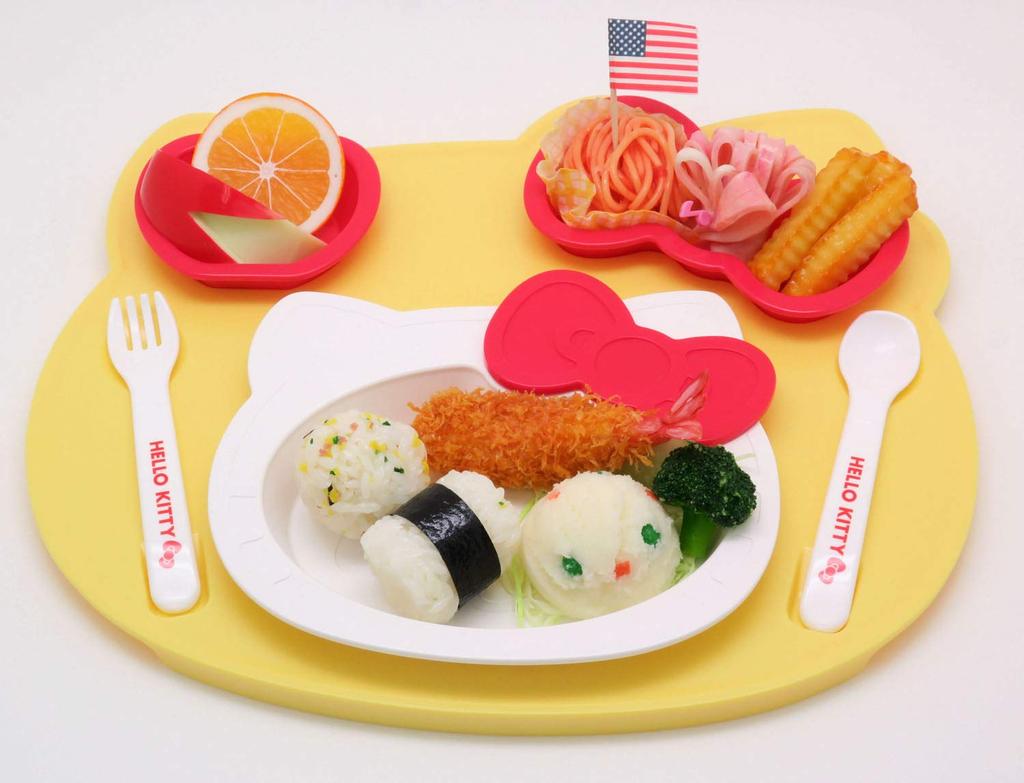OSK Hello Kitty Plate Made in Dishwasher Stylish and Cute for Girls and Includes and Fork Set, Japan, Safe, Children, Plate, Spoon, (KP-18)