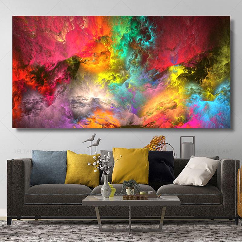 Абстрактные красочные плакаты с облаками, настенная живопись на холсте, цветная текстура, пейзажные фотографии для гостиной, домашний декор, Cuadros