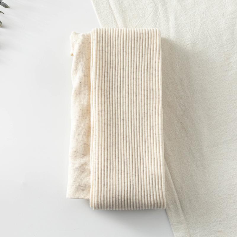 Женские леггинсы в рубчик с полосками - Белые хлопковые колготки до щиколотки для весны и осени.