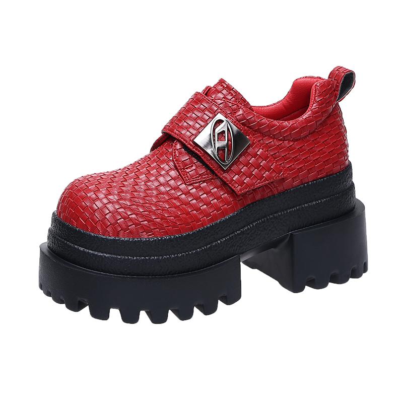 Модный дизайнер 9 см Высокие Новые Осенние Женские Плетеные Кожаные Кроссовки Туфли Платформа Повседневная Обувь Толстая Подошва Обувь для Ходьбы Zapatos Mujer