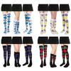 New Vintage Style Women's Socks Diamond Plaid Over Knee Socks Student Casual Stockings Party Dance Socks