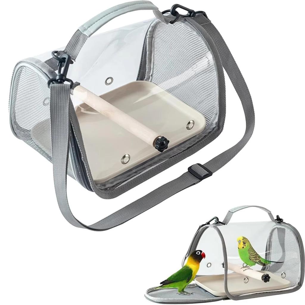 Creative Breathable Foldable Parrot Carrier Bag With Stand And Tray Travel Bag Clear Bird Parrot Transport Cage Outdoor Bird