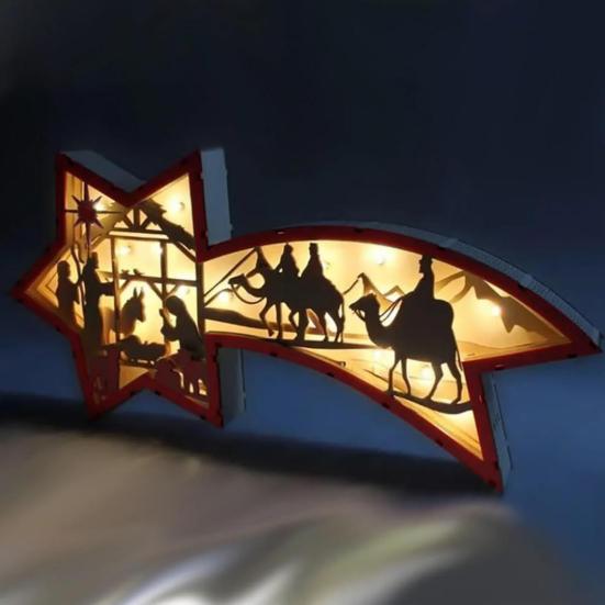 3D деревянная резьба светодиодный ночник резной олень рождественская елка снежинка лампа рождественский настольный светильник