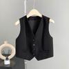Женский жилет, жилет, винтажный, без рукавов, нарядный костюм, повседневный, на пуговицах, с V-образным вырезом, смокинг, жилет для повседневной носки, офиса, свиданий, улицы