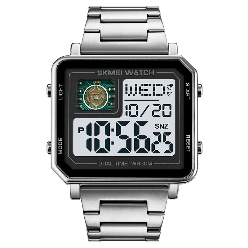 SKMEI Full Steel Sport Watches Mens Back Light Digital Countdown Timer Stopwatch Clock Wristwatch Waterproof Montres pour hommes