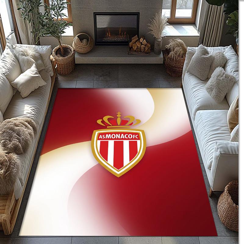 Футбольный ковер Monaco FC с футбольным узором, мягкий ковер для пола, нескользящий ковер для помещений, спортивный декоративный коврик для спальни