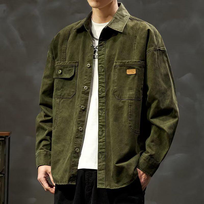 2024 Men's American-style Workwear Shirt Jacket for Fall/Winter
