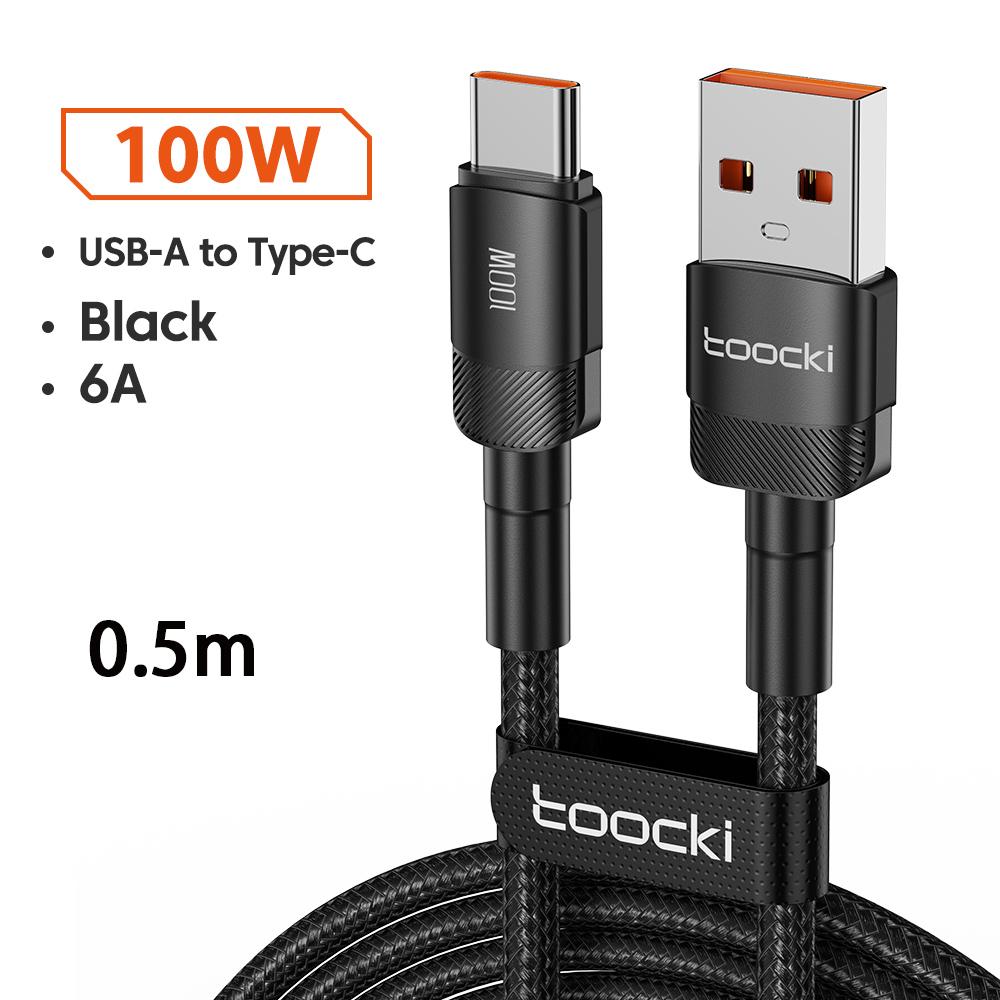 Toocki 6A USB To Type C Cable for Huawei Xiaomi PD 100W Fast Charging Charger USB C Data Cord Quick Charge for Samsung Oneplus 5