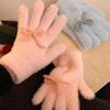 Женские плюшевые вязаные перчатки с милым бантиком, осенне-зимние, утолщенные, теплые, с полными пальцами, варежки, студенческие, для велоспорта, непродуваемые перчатки