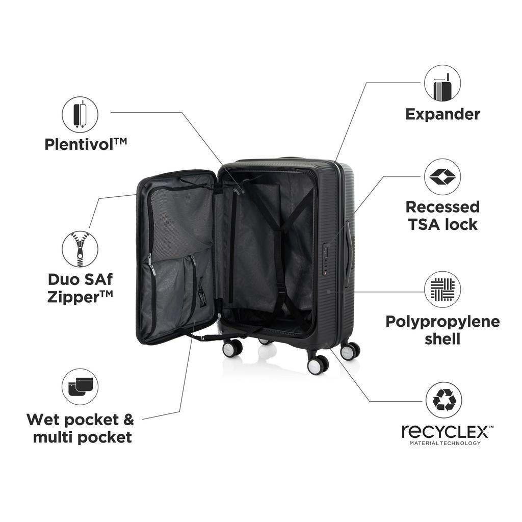 Чемодан-кейс CURIO Спиннер Расширяемый Открывающийся как книга 68см Черный [American Tourister] 68/25 75/91л 3.9кг