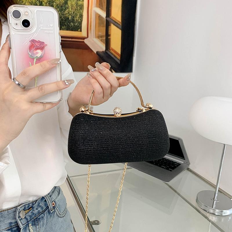 Dinner Bag Shiny Fashion Handheld Bag One Shoulder Chain Women's Crossbody Bag