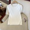 Real price, summer Korean version slim twist design sense solid color Tencel knitted short-sleeved top women