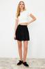 Women's Fashion Black Chiffon Fabric Ruffle Detailed Mini Length Woven Skirt