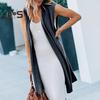 Women Long Waistcoat Open Stitch Cardigan Sleeveless Solid Color Loose Elastic Soft Breathable Casual Mid Length Lady Vest Coat