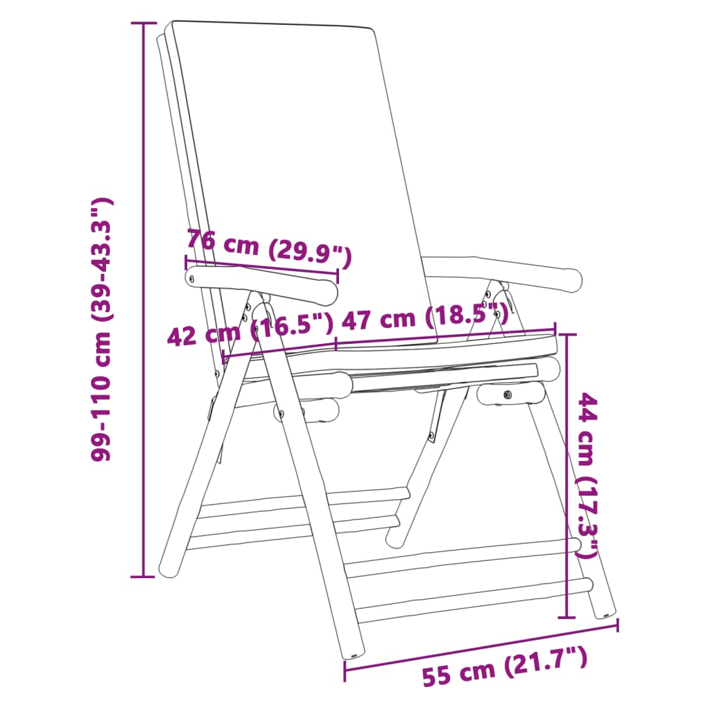 Garden Chairs 6 pcs Adjustable Foldable with Cushions Bamboo