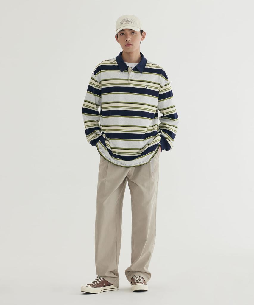 COVERNAT Collared Rugby Long Sleeve Melange Gray