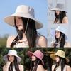 Korean Style Sun Hat For Women With Wide Brim Uv Shield And Polyester Material For Casual Outings