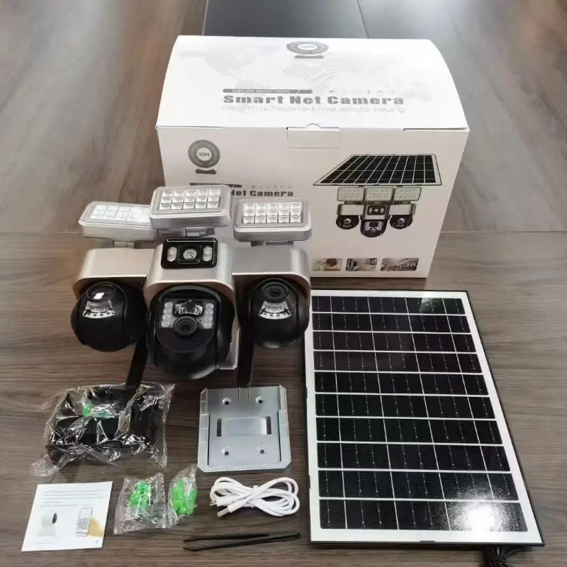 LS VISION V380 pro 15MP 8K Three Lens WIFI Solar Camera Outdoor Waterproof PIR Humanoid Detection Security Video Monitor Night Vision