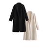 Vintage V-Neck Full Sleeves Women Fashion Solid Open Stitch Long Trench Coats Chic Lady Outfits Plus Size