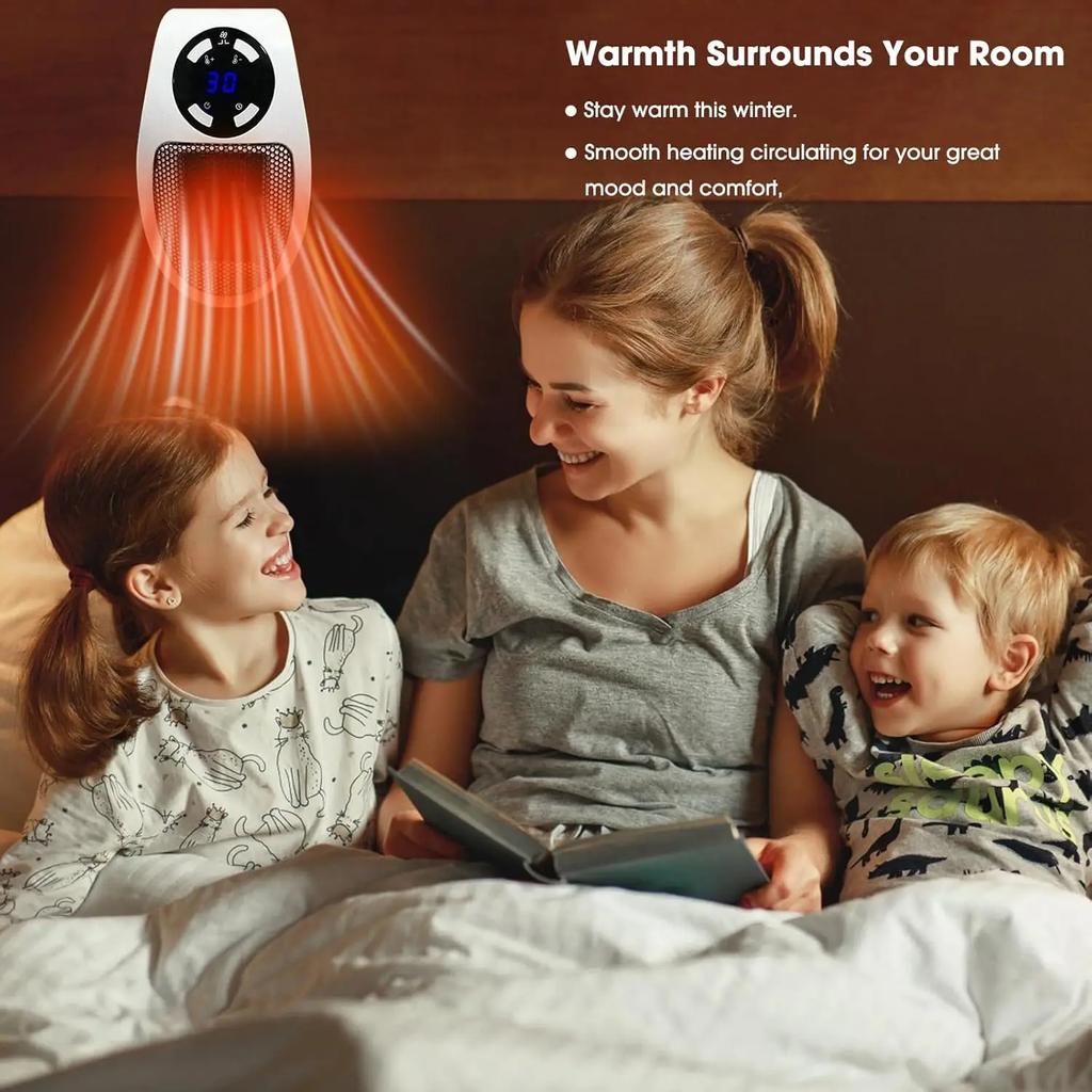 Портативный обогреватель 500 Вт, подключаемый к стене, обогреватель для комнаты, бытовой прибор, отопительная печь, электрический обогреватель с регулируемым термостатом и таймером