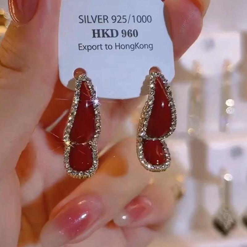 Темпераментные модные серьги-кольца Стильные и высококачественные серьги с кристаллами Легкие роскошные уникальные и универсальные серьги