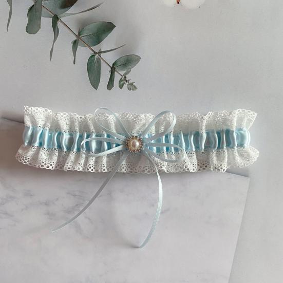 Кружевная свадебная подвязка Искусственный жемчуг Бант Цветочная кружевная подвязка Эластичная подвязка на ногу Пояс для подвязок Свадебные аксессуары для женщин