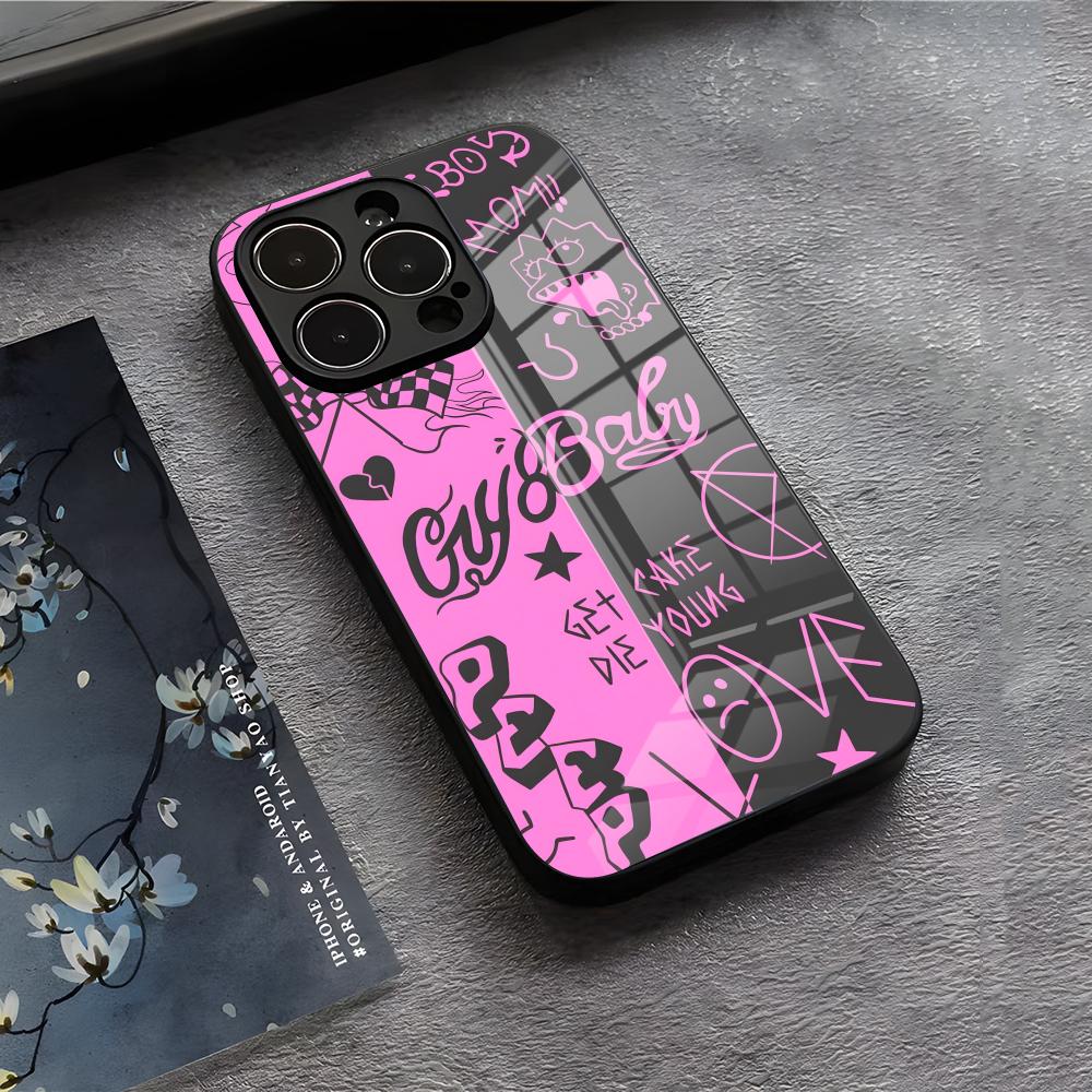 L-Lil Peep Anime Phone Case For IPhone 17 Air 16 E Pro Max 15 14 13 Mini 12 Pro 11 Max Plus Black Glass Cover