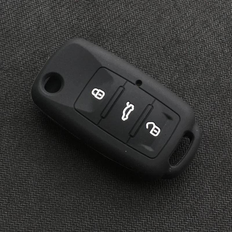 uwhxm4 Silicone Car Key Case Cover for VW Volkswagen Passat B5 Polo T4 Golf 4 for Seat Leon 1 Altea Ateca for Skoda Octavia A5 Keychain