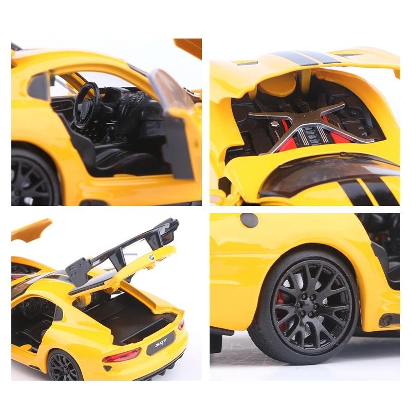 1/32 Dodge Viper Srt Acr Игрушечная модель автомобиля Jkm Литой металлический гоночный миниатюрный модель Звук и свет Коллекция Подарок для детей Ребенок