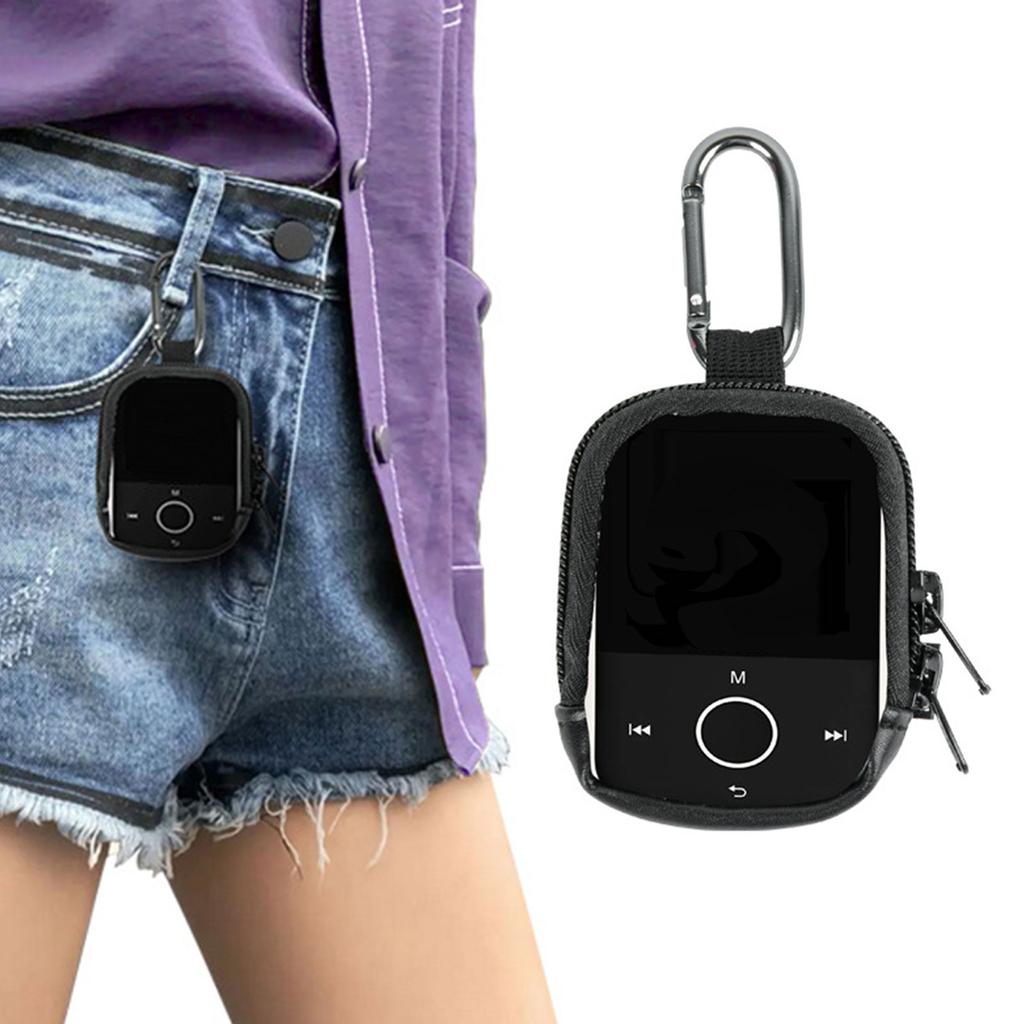 Durable MP3 Storage Bag Carry Case Music Player Case Carabiner Anti Bumps Anti-Drops Drops Dustproof Pouch Protector