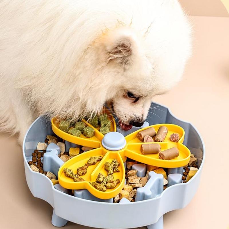 Anti Choking Dog Slow Food Bowl Interactive Durable Cat Bowl Puzzle Toy Rotating Anti Slip Pet Feeding Toy Pet Food Dispenser
