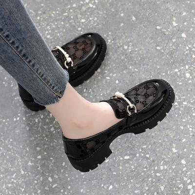 Туфли для женщин 2024 года, шикарная и элегантная женская летняя обувь, обычная кожаная повседневная прозрачная с круглым носком, подлинная Mark A 39