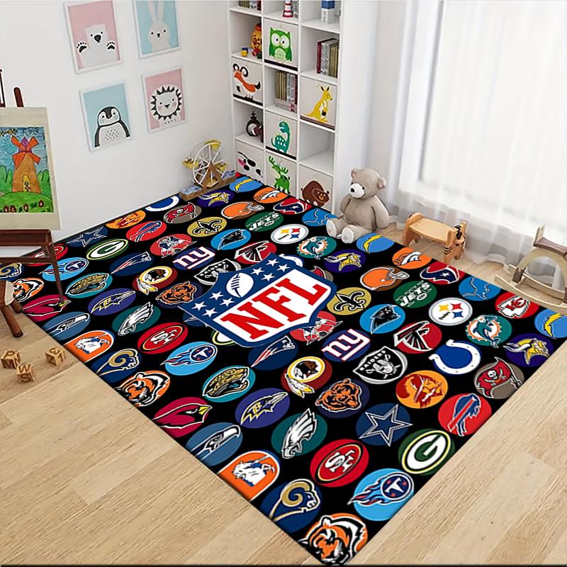 Nfl Team Logos Compilation Carpet Rug Soft Washable Anti Slip Home Living Room Sofa Mats Personalized Christmas Rug