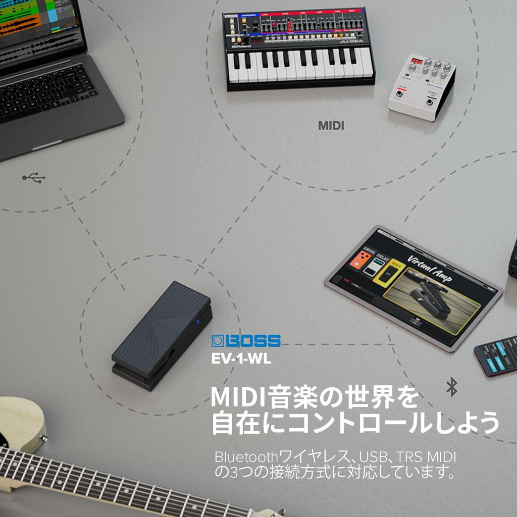 BOSS Wireless Expression Pedal with Bluetooth and MIDI Control for and EV-1-WL WAZA-AIR KATANA-AIR