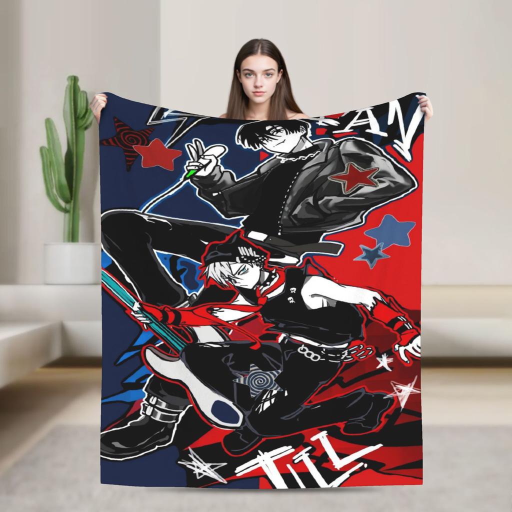 Super Soft Blanket Picnic Kawaii Chibi LUKA Hot Anime ALIEN STAGE Throw Blanket Flannel Bedspread For Bedroom Sofa Bed Cover